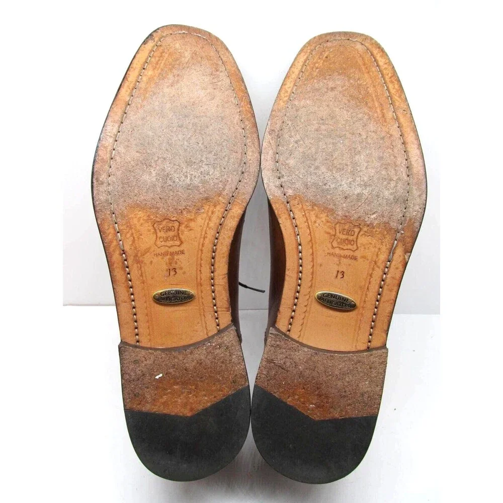 Belvedere Mens Handmade Brown Leather And Genuine Alligator Oxfords Size US 13 D